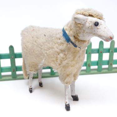 Antique 1930's German 3 1/4 Inch Wooly Sheep, for Vintage Putz or Christmas Nativity 