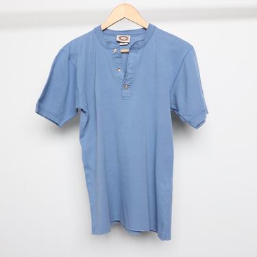 vintage BLUE sky blue BANANA Republic vintage 1980s henley short sleeve thermal long john style t-shirt -- size medium 