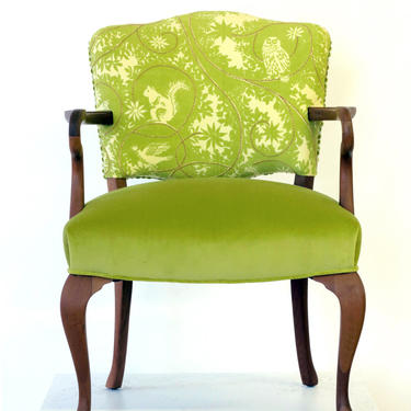 Green embroidered occasional chair 