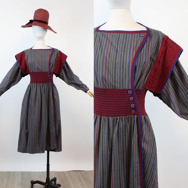 1980s JEANNE MARC cotton wrap dress small medium | new winter 