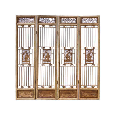 Chinese People Carving Window Pattern Wood Panel Floor Screen cs1523E 