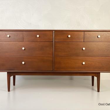 Drexel Declaration Walnut 8 Drawer Dresser by Kipp Stewart, Circa 1960s - *Please see notes on shipping before you purchase. 