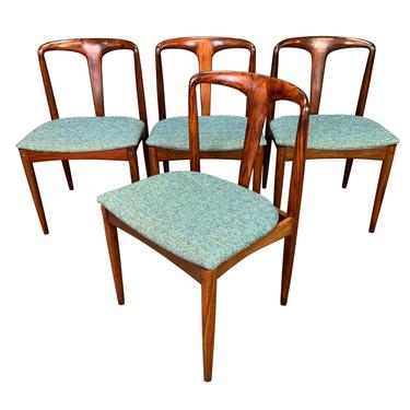 Vintage Danish Mid Century Modern Rosewood &amp;quot;Julia&amp;quot; Chairs by Johannes Andersen. Set of 4. 
