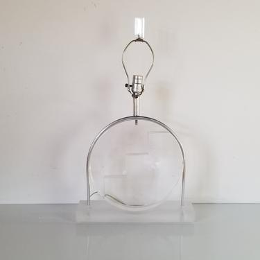 1970's Karl Springer Style French Lucite Table Lamp 