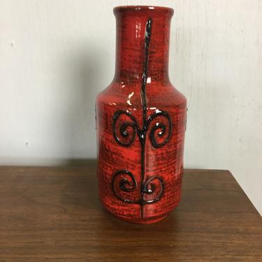 Mid Century Red and Black Vase 
