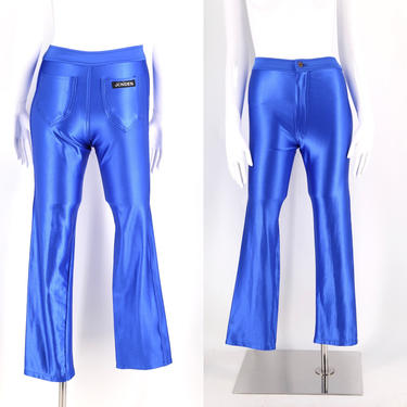 70s electric blue JONDEN original spandex disco pants S / vintage 1970s shiny skin tight leggings sz 3 