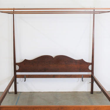 King Size Eldred Wheeler Tiger Maple Canopy Bed Frame 