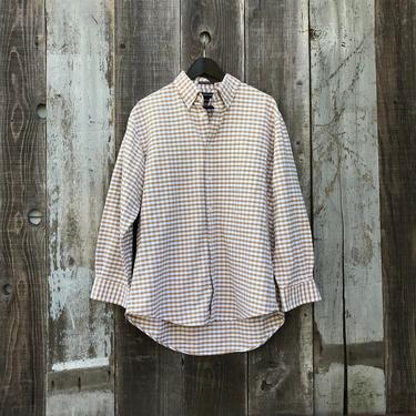 Handsome Lands End Long Sleeve Polo | Vintage Lands End Polo Shirt | Long Sleeve Flannel Shirt | Mens Vintage Clothing 