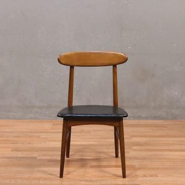 Danish Modern Walnut &amp; Jet Leather Side Chair