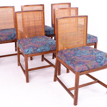Michael Taylor for Baker Mid Century Caned Walnut Dining Chairs - Set of 6 - mcm 