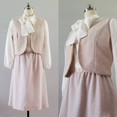 1970s Dress and Vest Set 70s Dresses 70's Women's Vintage Size Large 
