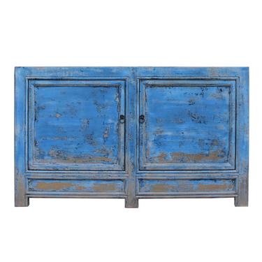 Distressed Pastel Sky Blue Credenza Sideboard Table Cabinet cs5375S