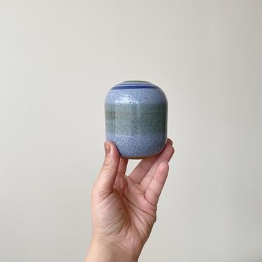 Blue Striped Studio Pottery Bud Vase 