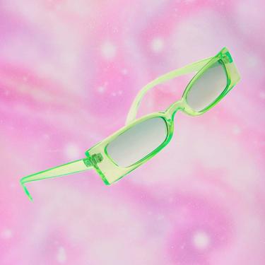 Slim Retro Rectangular Sunglasses - Green