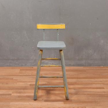 Shabby Gray &amp; Yellow Stool – ONLINE ONLY