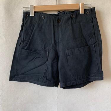 Hanger Sale FINAL SALE | Button Down Vintage 28 Waist Black Denim Sailor Shorts | Tie Back 