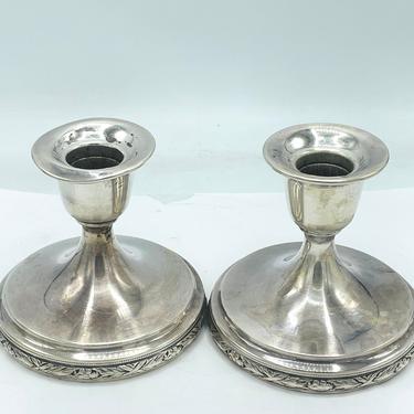 Pair of Wallace Sterling Weighted Reinforced Candlestick holders 