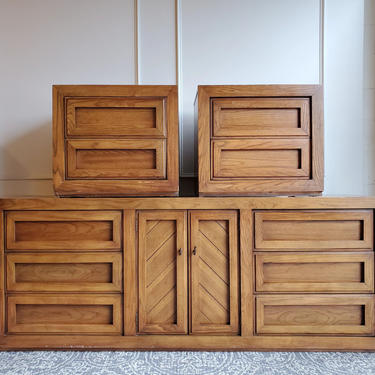 CUSTOMIZABLE Thomasville Long Dresser with 2 night stands - Item #7071 -3 