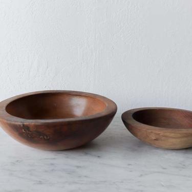 Pair of Vintage Carved Wood Bowls