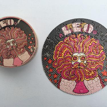 1970 Leo Zodiac Puzzle By Springbok, Mini Round Puzzle, Leo The Lion, July 23-August 22, Vintage Groovy Puzzle, Donni Giambrone 