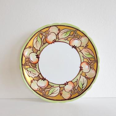 Antique 1900s JP Limoges Plate, Vintage Art Nouveau Hand-Painted Cabinet Plate, Sage Green, Gold, & Pink 