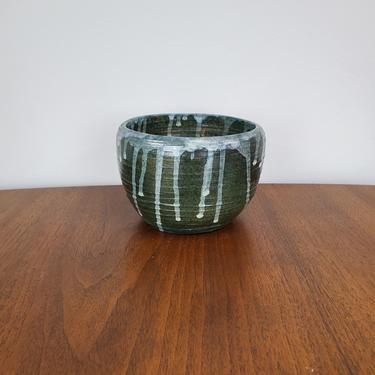 Green Drip Glaze Pottery Vase by RetroRevivalShop