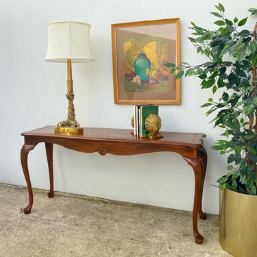 Wood Console or Desk with Burl Detail