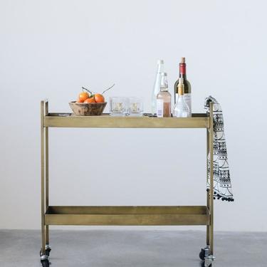 Gold Two-Tier Bar Cart