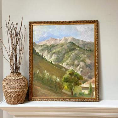 Large Impressionist Landscape Oil Painting Original Signed Mountain Scene 