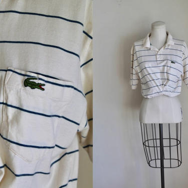 vintage 1970s Lacoste Striped Polo Shirt / L 