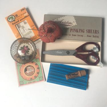 Sewing tool assortment - 8 piece vintage collection for use and decor 