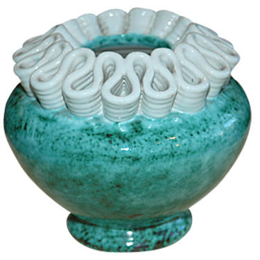 Green Vase with White Ribbon from Atelier Sainte Radegonde