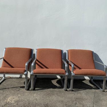 3 Knoll Hannah Morrison Armchairs Aluminum Lounge Chairs Mid Century Modern Hollywood Regency MCM Retro Vintage Chair Seating Boho Chic 