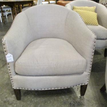 SET OF THREE PRICED SEPARATELY UPHOLSTERED BARREL BACK CLUB CHAIRS