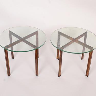 Glass Topped Side Tables Ludwig Mies Van Der Rohe design Stainless Steel Barcelona Table by Possibly 
