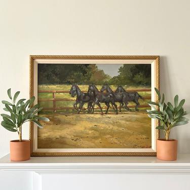 Vintage Horse Painting Equestrian Wall Art Original Signed 