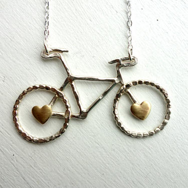 Ready to Ship- Le Petit Bike Necklace with Hearts 
