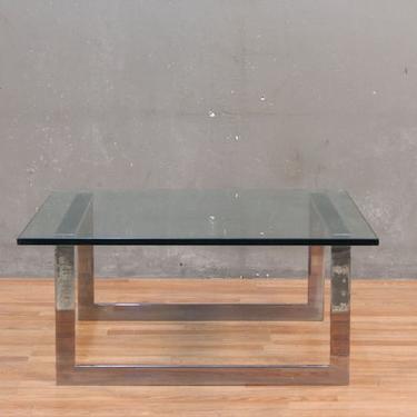 Glass &amp; Chrome Geometric Coffee Table – ONLINE ONLY
