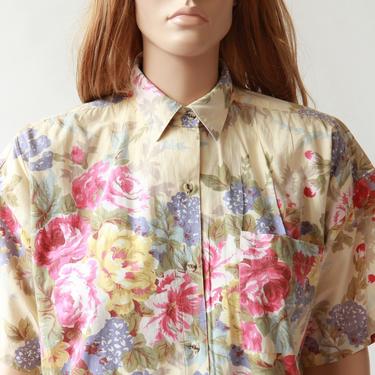 80s floral button up blouse 