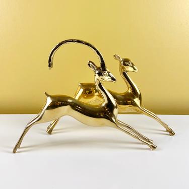 Pair of Brass Deer Figurines 