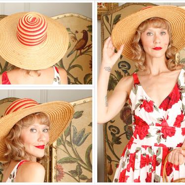 1940s Hat // Summer Woven Cartwheel Hat // vintage 40s hat 