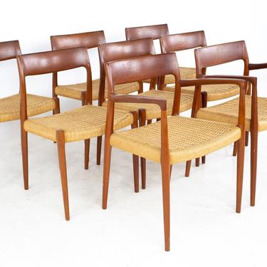 Niels Moller Model 77 Mid Century Teak Roped Dining Chairs - Set of 8 - mcm 