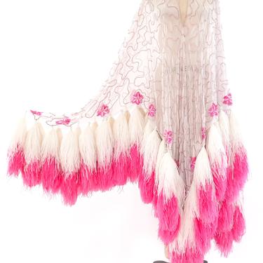 Feather Trimmed Chiffon Poncho