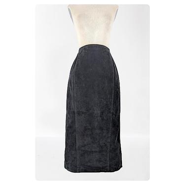 vintage 80's suede midi skirt (Size: M)
