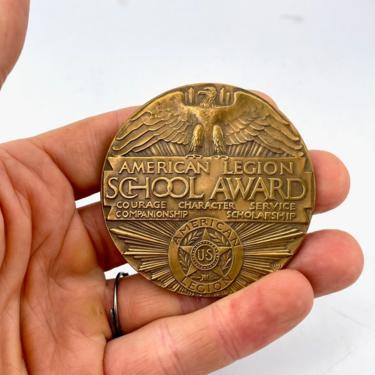American Legion School Award Large Bronze Commerative Coin Vintage 1920s Design School Award 