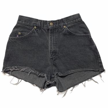 Vintage 1990s RIDERS Black Cutoff Jean Shorts ~ measure 25 Waist ~ Black Denim ~ Cut Offs ~ 