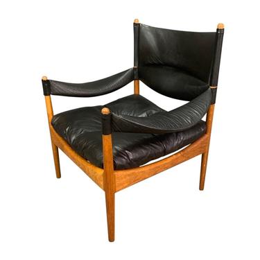 Vintage Danish Mid Century Modern &amp;quot;Modus&amp;quot; Lounge Chair in Oak &amp; Leather by Kristian Vedel 