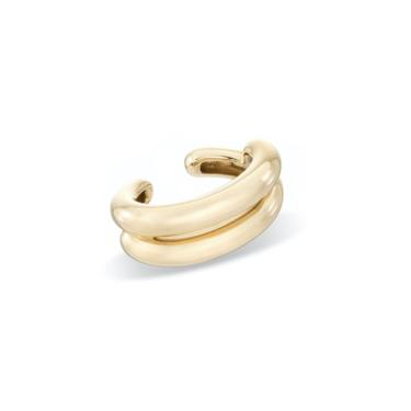 Chunky Tube Stacked Ear Cuff - Yellow Gold