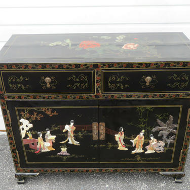 Chinoiserie Hollywood Regency Buffet Sideboard Console Cabinet Bar 1451