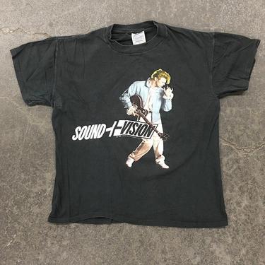 Vintage David Bowie Tee Retro 1990s Sound and Vision + World Tour T-shirt + Concert + Rock + Band T-shirt + Size Large + Unisex Apparel 